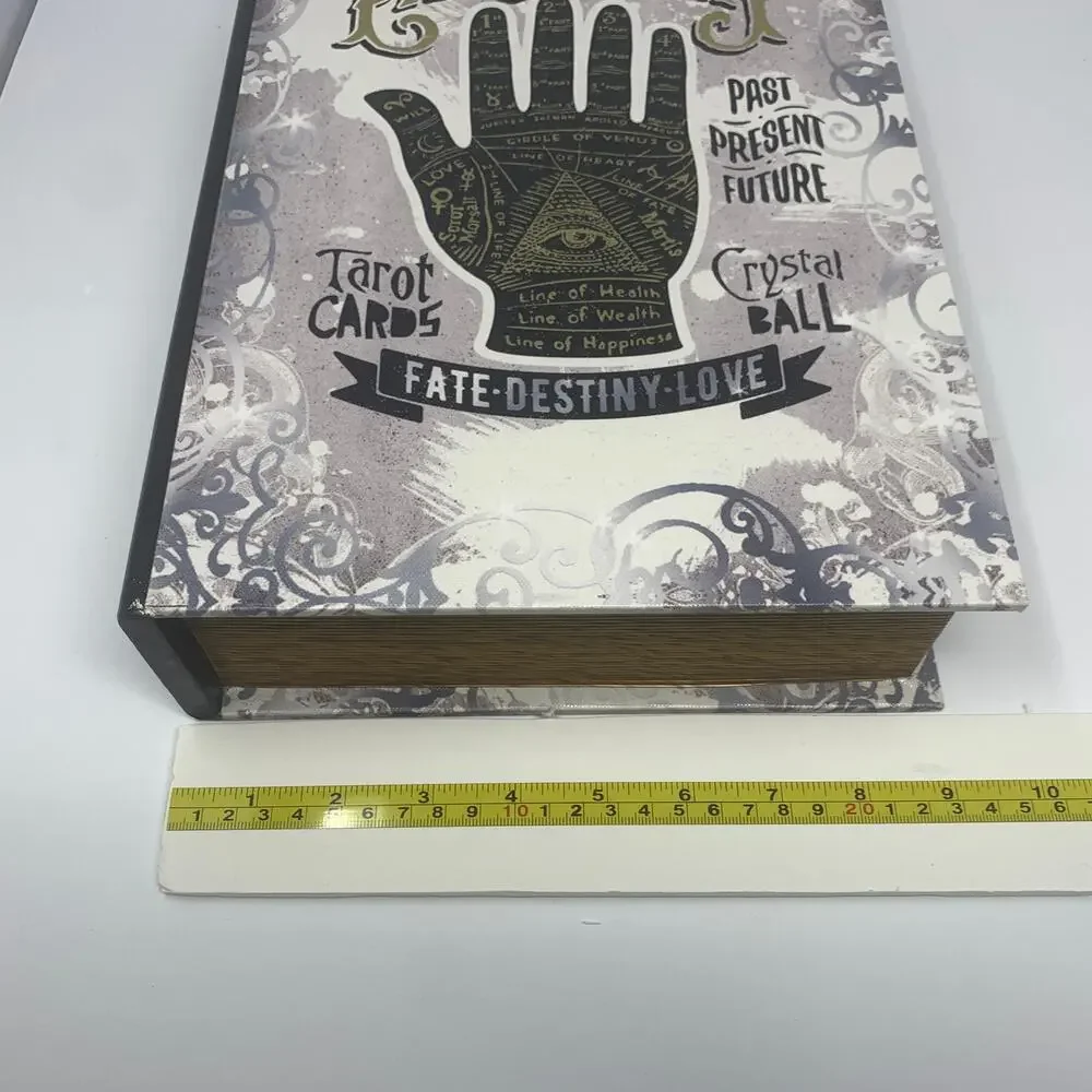 NWOT Halloween decor PALMISTRY spell book spellbook tabletop wood box - Picture 8 of 9